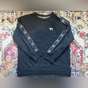 Victoria Secret PINK Grey‎ Crew Neck Pullover Sweatshirt Rainbow Graphic Size M